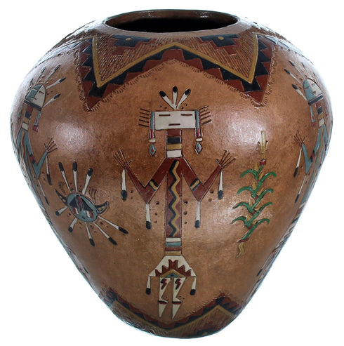 Navajo Hand Crafted Kachina Figure Pot By Artist Nancy Chilly RX117914